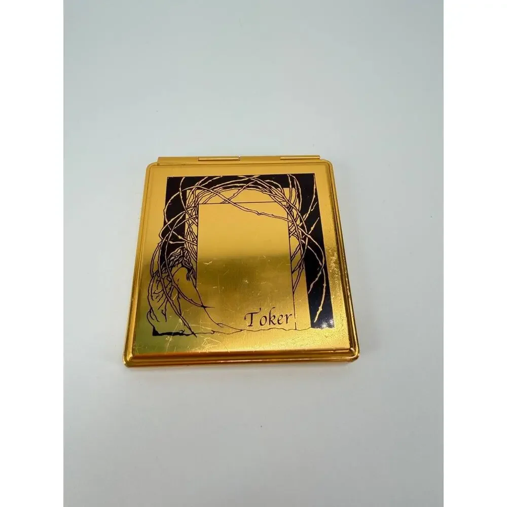 Vintage Paris Eiffel Tower Double Compact Mirror Gold Tone Toker Design